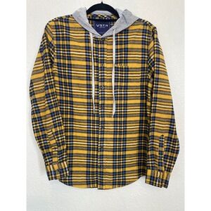 VSTR Flannel‎ Hoodie Yellow and Blue Plaid Men's size S